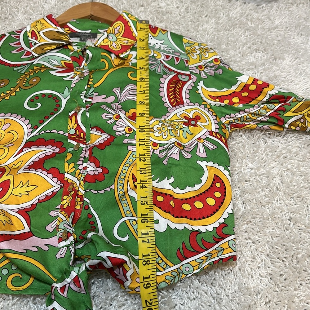 Haute Hippie Small Style Women’s Multicolored Silky Cropped Shirt - Picture 7 of 10